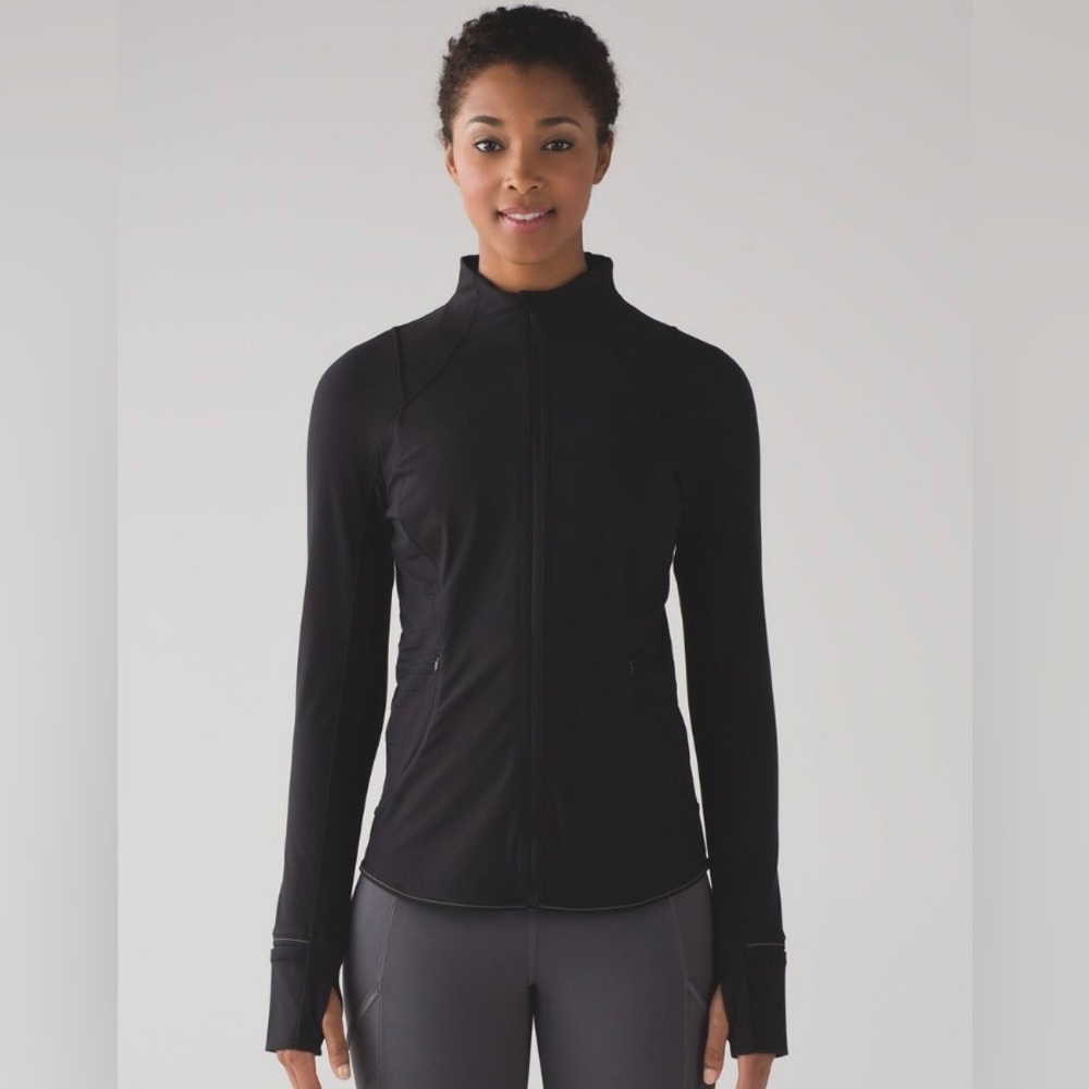 LULULEMON FRESH TRACKS BLACK ZIP UP JACKET  TECH FLEECE SIZE 10